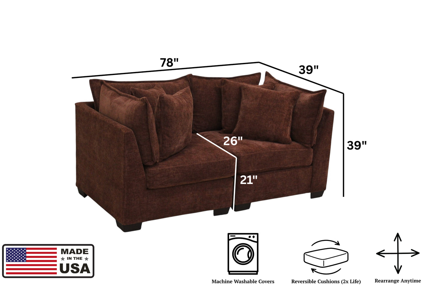 Atlas 2-Seat Modular Loveseat