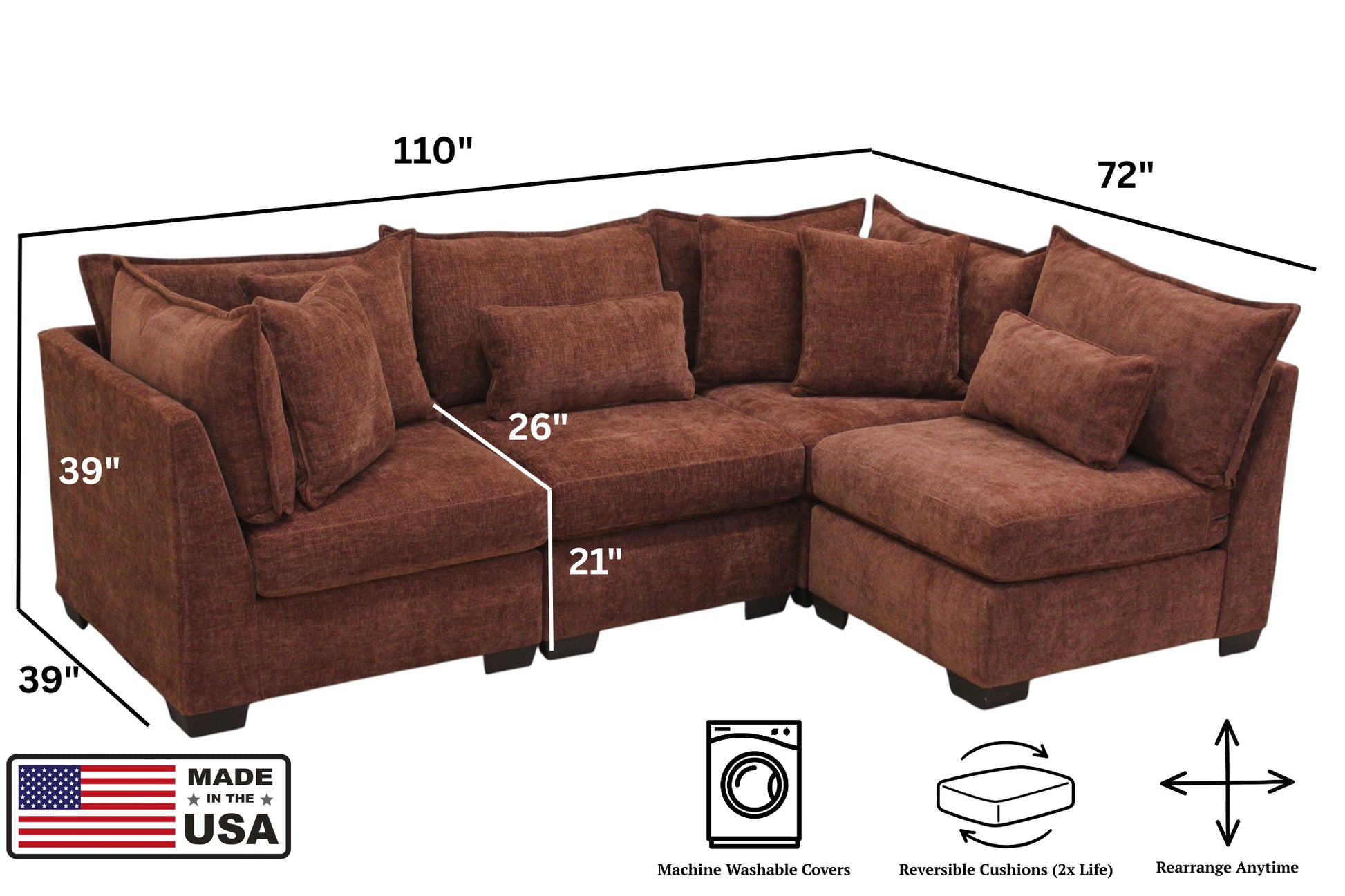Atlas 4-Seat Modular Open L-Shape Sectional