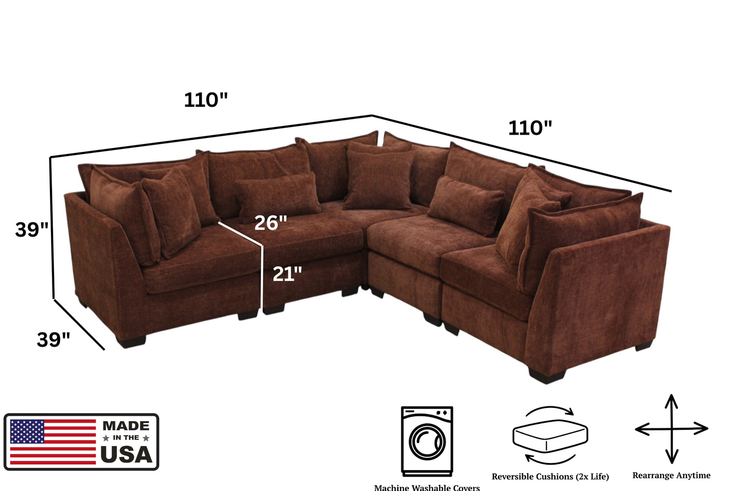 Atlas 5-Seat Modular L-Shape Sectional