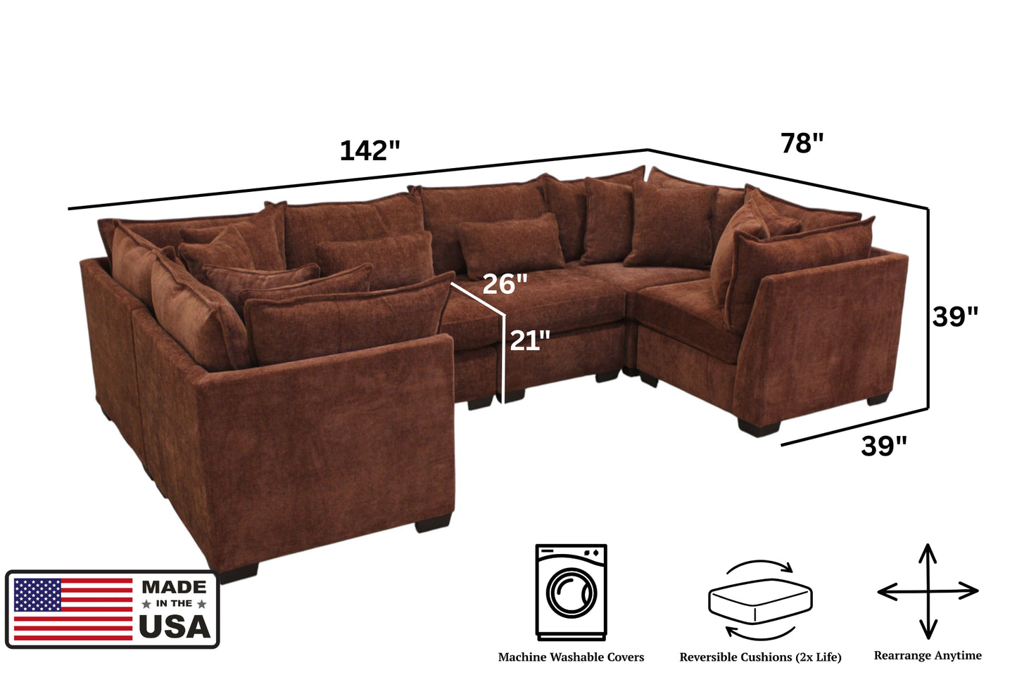 Atlas 6-Seat Modular U-Shape Sectional