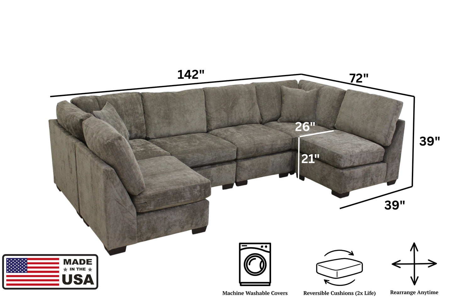 Haven 6-Seat Modular Open U-Shape Sectional