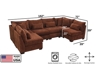 Atlas 6-Seat Modular Open U-Shape Sectional
