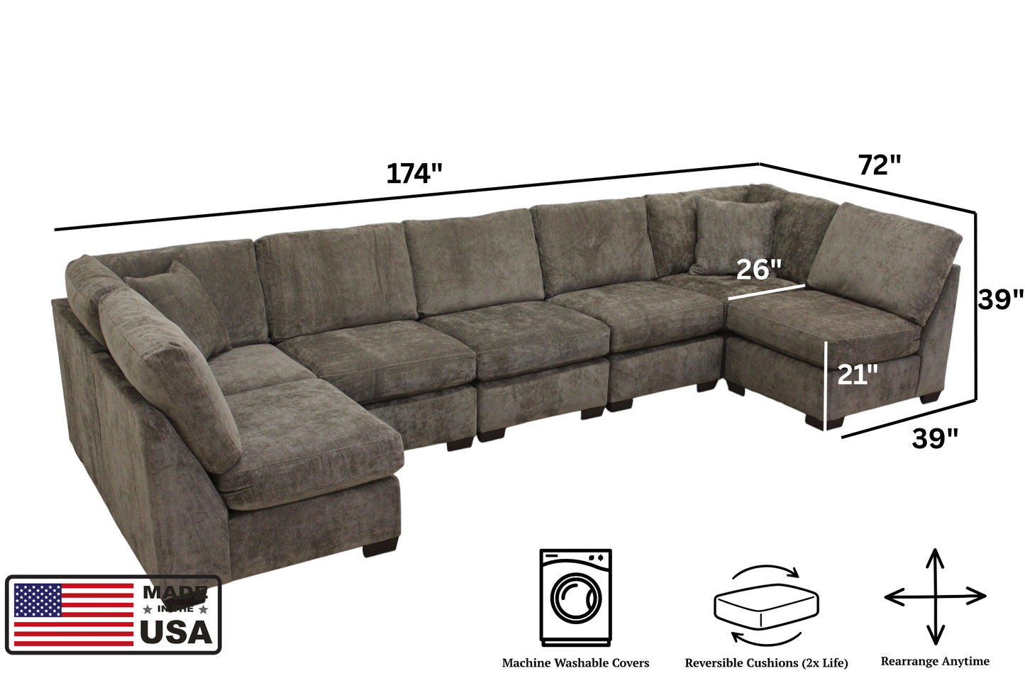 Haven 7-Seat Modular Open U-Shape Sectional