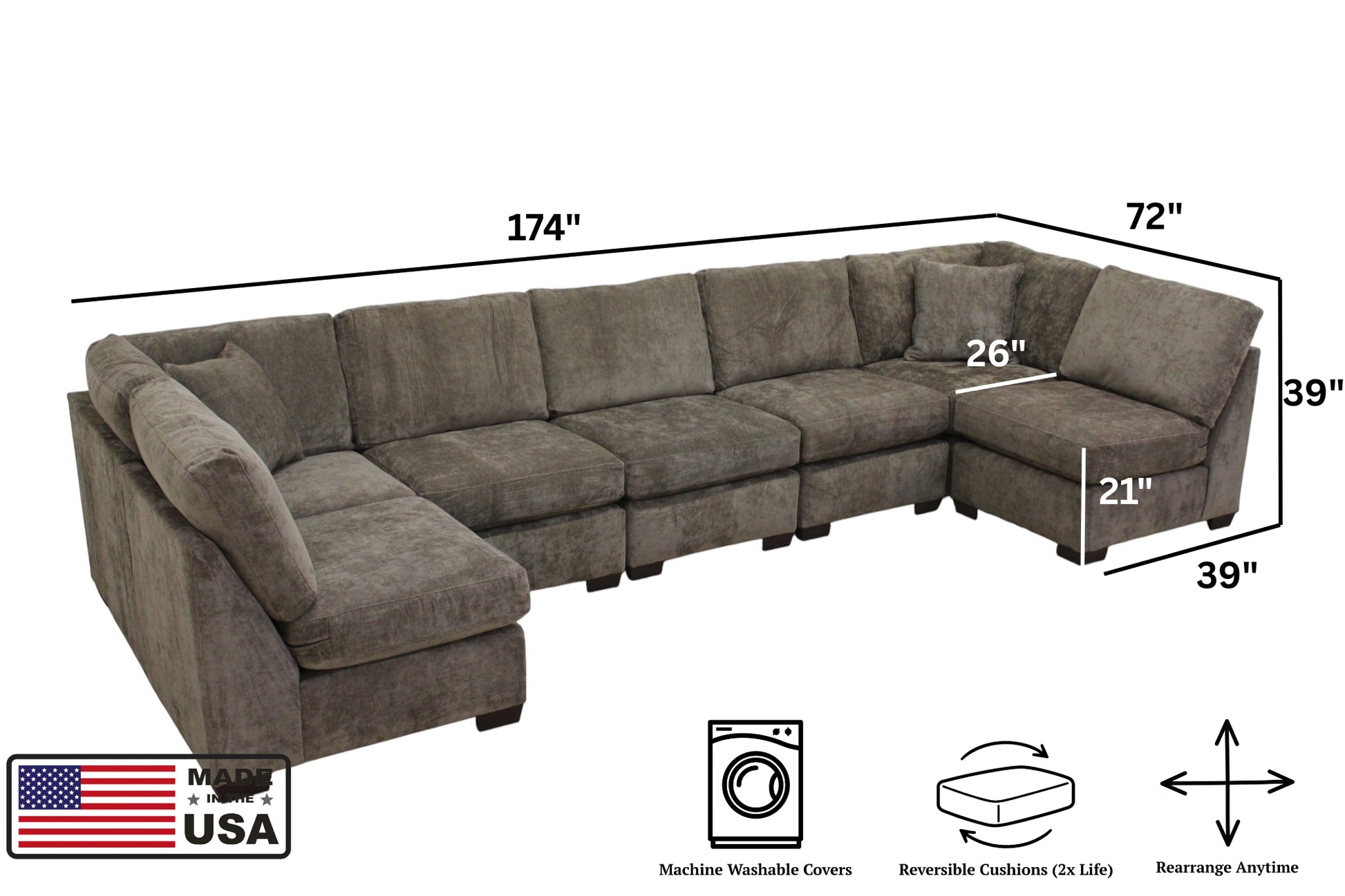 Haven 7-Seat Modular Open U-Shape Sectional