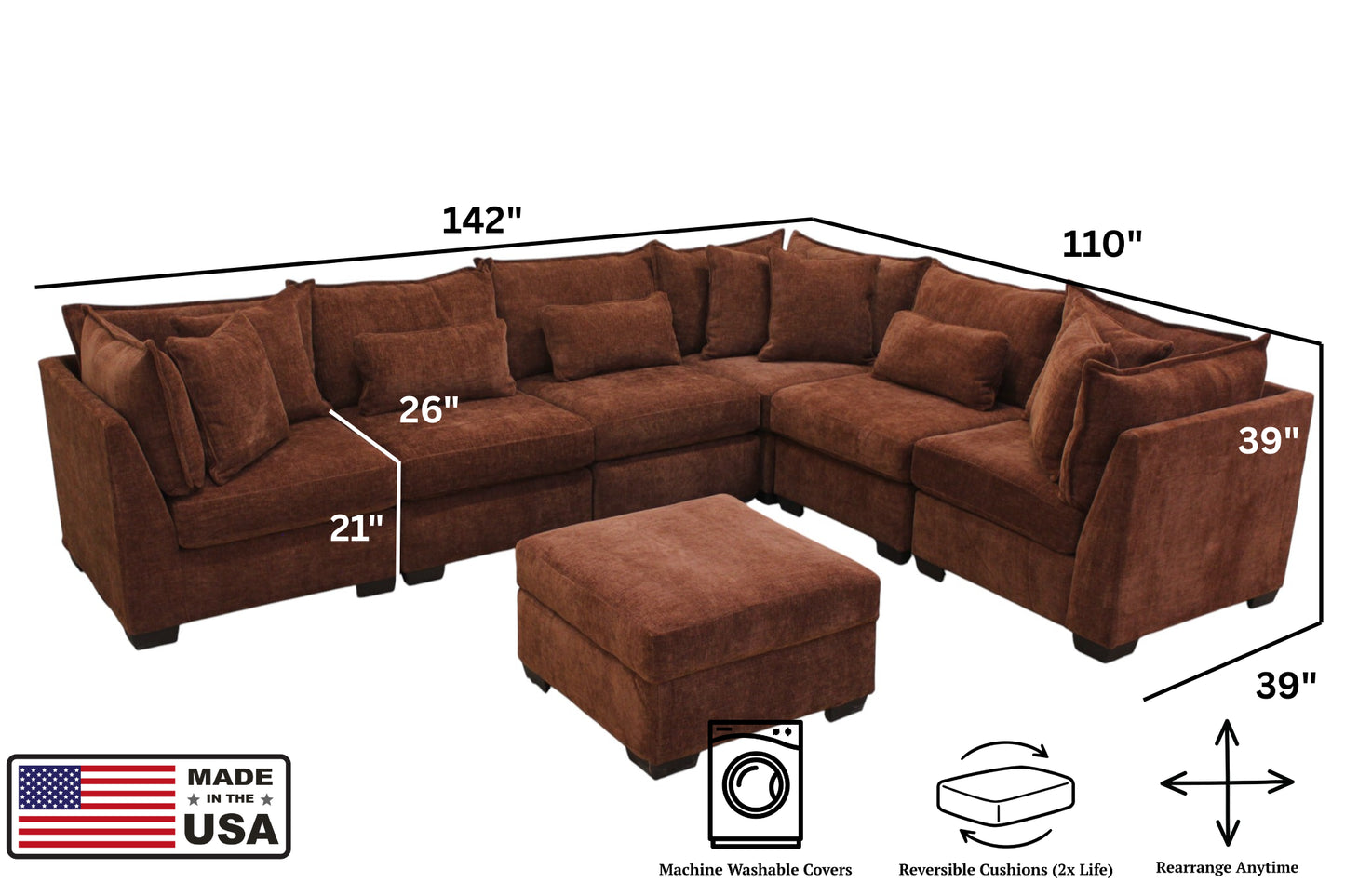 Atlas 6-Seat Modular L-Shape Sectional
