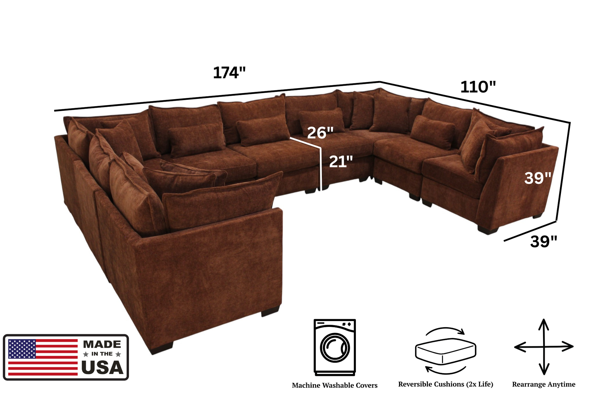 Atlas 9-Seat Modular U-Shape Sectional